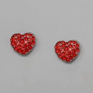Perfect Sparkly Heart Rhinestone Earrings Red NWT